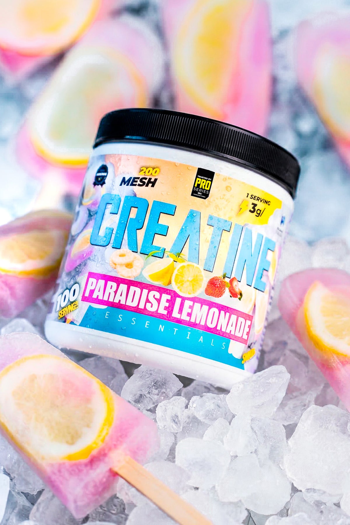 Creatina Monohidrato de máxima pureza y calidad, sabor Lemon Paradise.