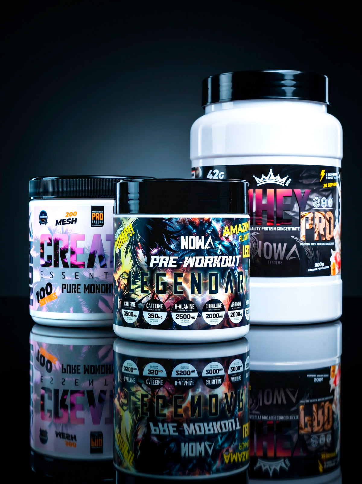 PACK MUSCLE GAIN - Proteína 100% WHEY + Creatina + Pre Entreno