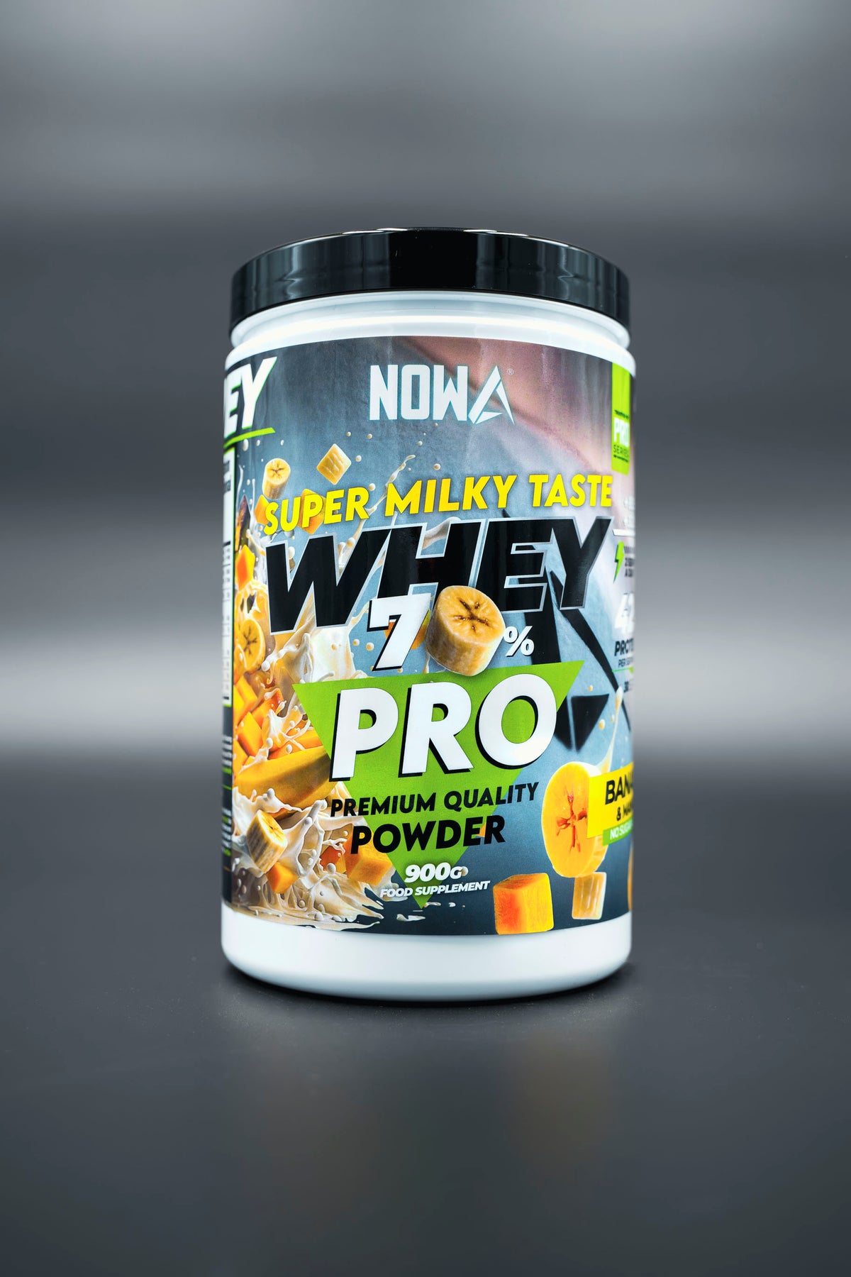 Proteina Whey PRO con EEAAs / BCAAs + Glutamine - Banana & Mango